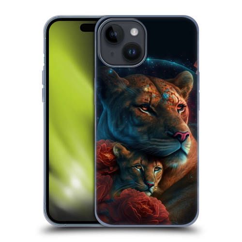 Spacescapes Floral Lions Star Watching Soft Gel Case for Apple iPhone 15