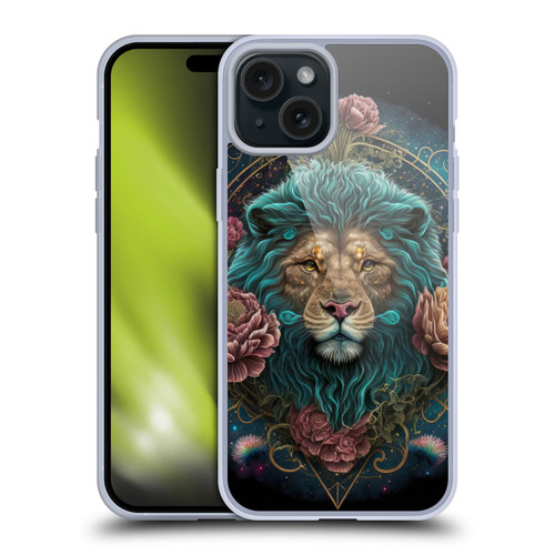 Spacescapes Floral Lions Aqua Mane Soft Gel Case for Apple iPhone 15 Plus