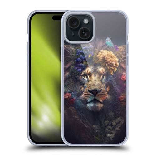 Spacescapes Floral Lions Flowering Pride Soft Gel Case for Apple iPhone 15 Plus