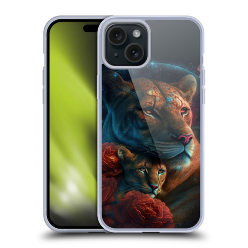 Spacescapes Floral Lions Star Watching Soft Gel Case for Apple iPhone 15 Plus