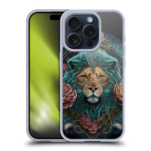 Spacescapes Floral Lions Aqua Mane Soft Gel Case for Apple iPhone 15 Pro