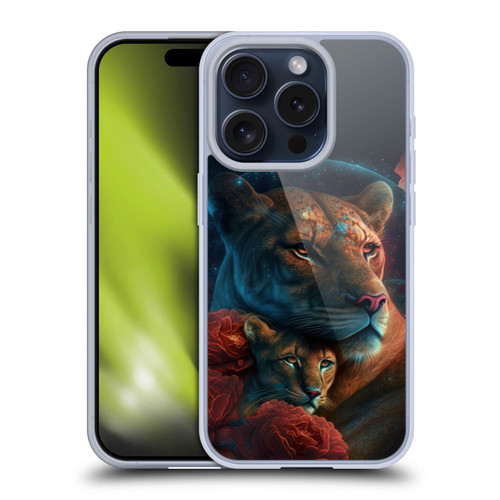 Spacescapes Floral Lions Star Watching Soft Gel Case for Apple iPhone 15 Pro