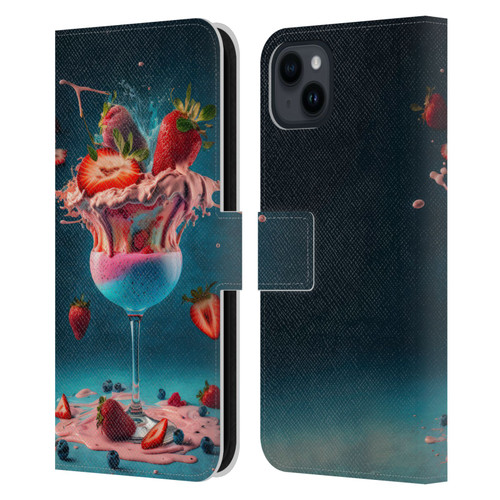 Spacescapes Cocktails Frozen Strawberry Daiquiri Leather Book Wallet Case Cover For Apple iPhone 15 Plus