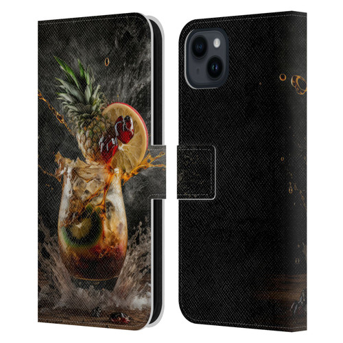 Spacescapes Cocktails Exploding Mai Tai Leather Book Wallet Case Cover For Apple iPhone 15 Plus