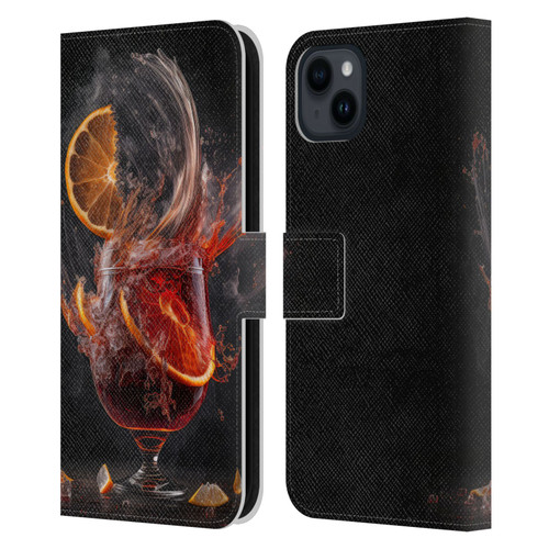 Spacescapes Cocktails Gin Explosion, Negroni Leather Book Wallet Case Cover For Apple iPhone 15 Plus