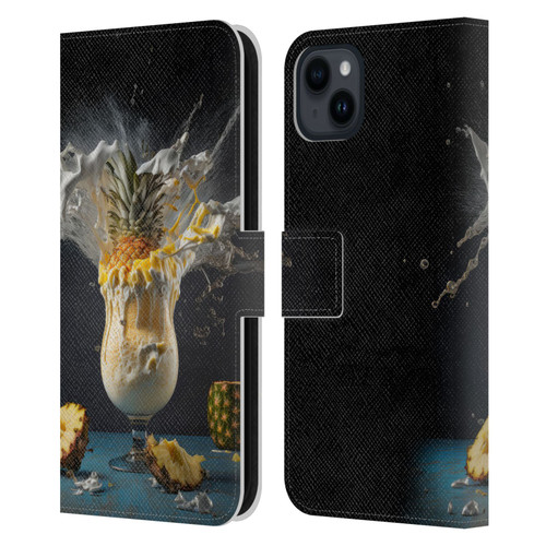 Spacescapes Cocktails Piña Colada Pop Leather Book Wallet Case Cover For Apple iPhone 15 Plus