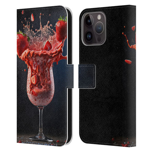 Spacescapes Cocktails Strawberry Infusion Daiquiri Leather Book Wallet Case Cover For Apple iPhone 15 Pro Max