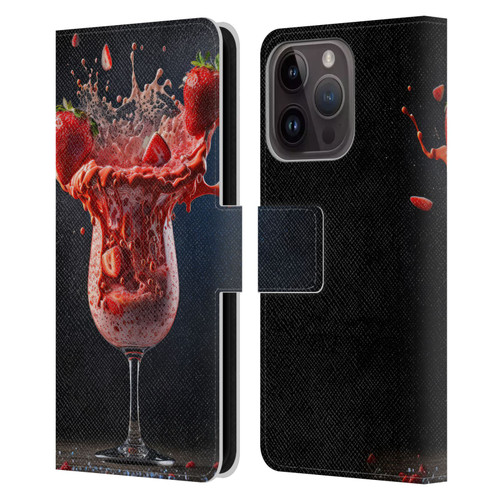 Spacescapes Cocktails Strawberry Infusion Daiquiri Leather Book Wallet Case Cover For Apple iPhone 15 Pro
