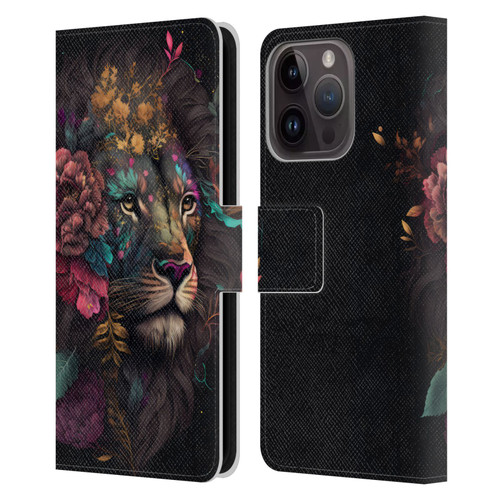 Spacescapes Floral Lions Ethereal Petals Leather Book Wallet Case Cover For Apple iPhone 15 Pro