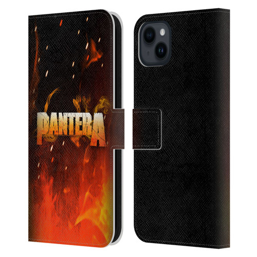 Pantera Art Fire Leather Book Wallet Case Cover For Apple iPhone 15 Plus