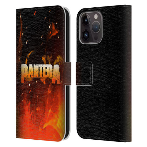 Pantera Art Fire Leather Book Wallet Case Cover For Apple iPhone 15 Pro Max