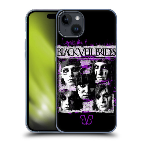 Black Veil Brides Band Art Grunge Faces Soft Gel Case for Apple iPhone 15 Plus