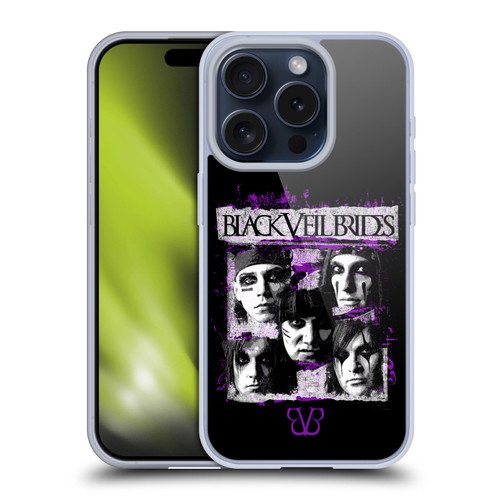 Black Veil Brides Band Art Grunge Faces Soft Gel Case for Apple iPhone 15 Pro