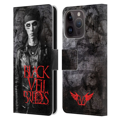 Black Veil Brides Band Members Andy Leather Book Wallet Case Cover For Apple iPhone 15 Pro