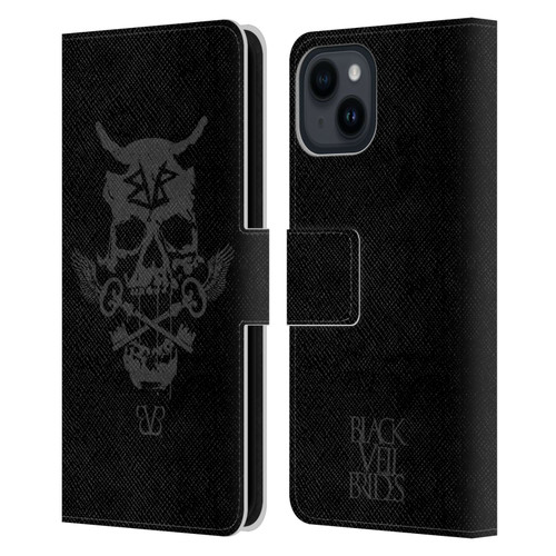 Black Veil Brides Band Art Skull Keys Leather Book Wallet Case Cover For Apple iPhone 15