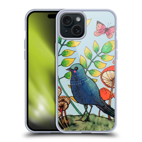 Sylvie Demers Birds 3 Teary Blue Soft Gel Case for Apple iPhone 15 Plus