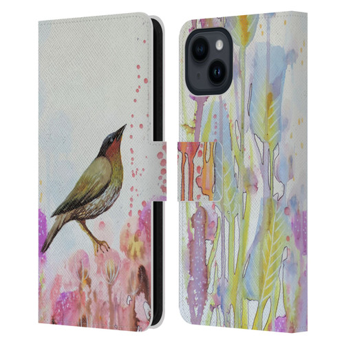 Sylvie Demers Birds 3 Dreamy Leather Book Wallet Case Cover For Apple iPhone 15