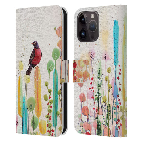 Sylvie Demers Birds 3 Scarlet Leather Book Wallet Case Cover For Apple iPhone 15 Pro Max