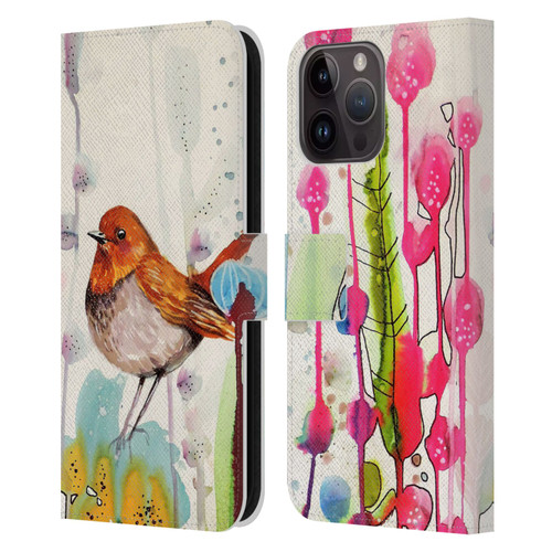 Sylvie Demers Birds 3 Sienna Leather Book Wallet Case Cover For Apple iPhone 15 Pro Max