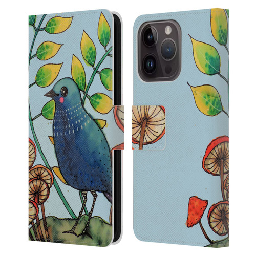 Sylvie Demers Birds 3 Teary Blue Leather Book Wallet Case Cover For Apple iPhone 15 Pro