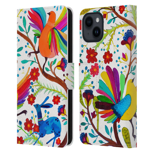 Sylvie Demers Floral Rainbow Wings Leather Book Wallet Case Cover For Apple iPhone 15