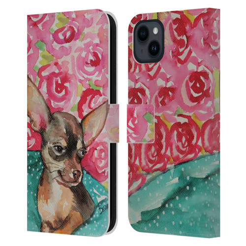 Sylvie Demers Nature Chihuahua Leather Book Wallet Case Cover For Apple iPhone 15 Plus