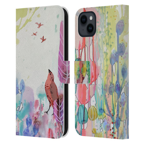Sylvie Demers Nature Wings Leather Book Wallet Case Cover For Apple iPhone 15 Plus