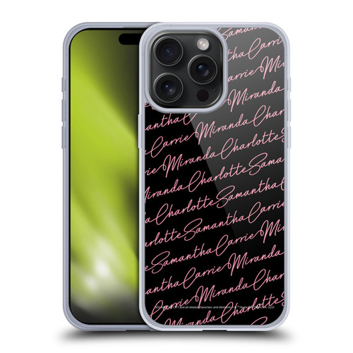 Sex and The City: Television Series Graphics Name Pattern Soft Gel Case for Apple iPhone 15 Pro Max