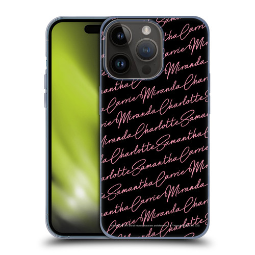 Sex and The City: Television Series Graphics Name Pattern Soft Gel Case for Apple iPhone 15 Pro