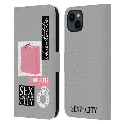 Sex and The City: Television Series Characters Shopping Bag Charlotte Leather Book Wallet Case Cover For Apple iPhone 15 Plus