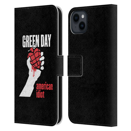 Green Day Graphics American Idiot Leather Book Wallet Case Cover For Apple iPhone 15 Plus