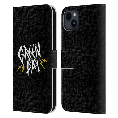 Green Day Graphics Bolts Leather Book Wallet Case Cover For Apple iPhone 15 Plus