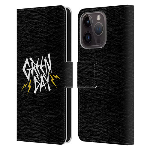 Green Day Graphics Bolts Leather Book Wallet Case Cover For Apple iPhone 15 Pro