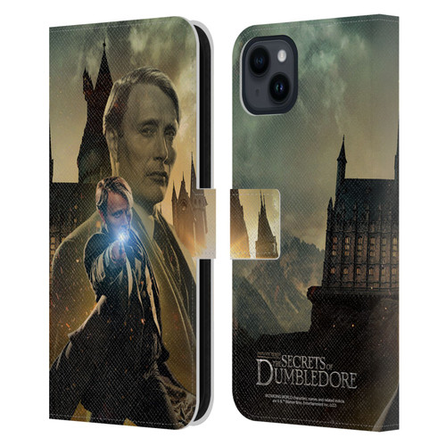 Fantastic Beasts: Secrets of Dumbledore Character Art Gellert Grindelwald Leather Book Wallet Case Cover For Apple iPhone 15 Plus