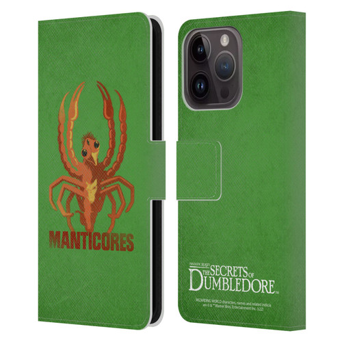 Fantastic Beasts: Secrets of Dumbledore Graphic Badges Manticores Leather Book Wallet Case Cover For Apple iPhone 15 Pro