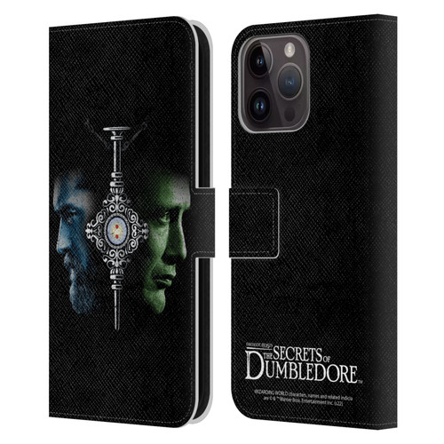 Fantastic Beasts: Secrets of Dumbledore Graphic Core Dumbledore And Grindelwald Leather Book Wallet Case Cover For Apple iPhone 15 Pro Max