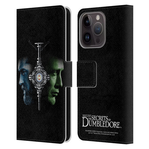 Fantastic Beasts: Secrets of Dumbledore Graphic Core Dumbledore And Grindelwald Leather Book Wallet Case Cover For Apple iPhone 15 Pro
