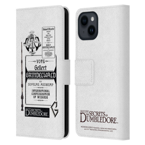 Fantastic Beasts: Secrets of Dumbledore Graphics Gellert Grindelwald Leather Book Wallet Case Cover For Apple iPhone 15