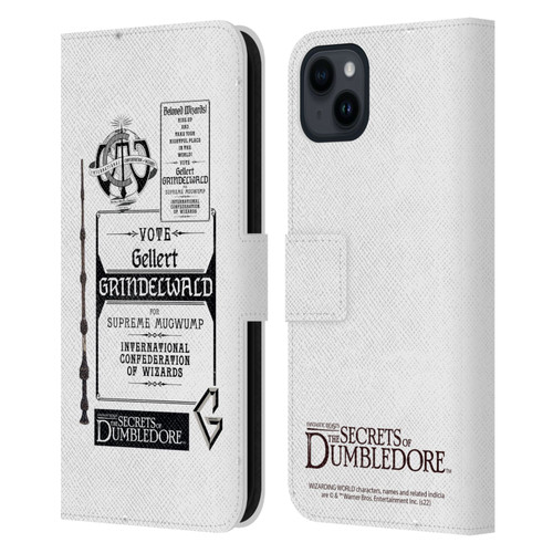 Fantastic Beasts: Secrets of Dumbledore Graphics Gellert Grindelwald Leather Book Wallet Case Cover For Apple iPhone 15 Plus