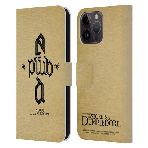 Fantastic Beasts: Secrets of Dumbledore Graphics Dumbledore's Monogram Leather Book Wallet Case Cover For Apple iPhone 15 Pro Max
