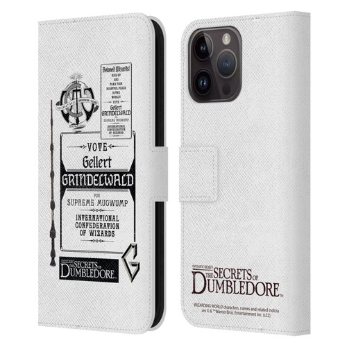 Fantastic Beasts: Secrets of Dumbledore Graphics Gellert Grindelwald Leather Book Wallet Case Cover For Apple iPhone 15 Pro Max