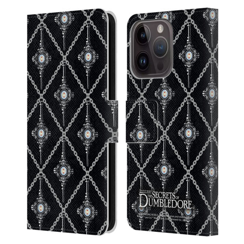 Fantastic Beasts: Secrets of Dumbledore Graphics Blood Troth Pattern Leather Book Wallet Case Cover For Apple iPhone 15 Pro