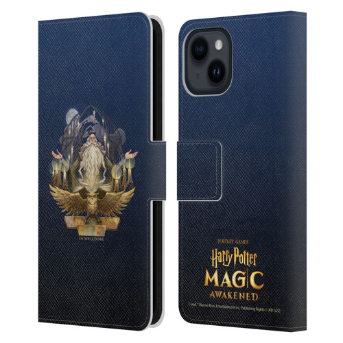Harry Potter: Magic Awakened Characters Dumbledore Leather Book Wallet Case Cover For Apple iPhone 15