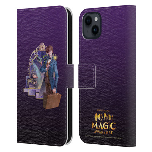 Harry Potter: Magic Awakened Characters Newt Leather Book Wallet Case Cover For Apple iPhone 15 Plus