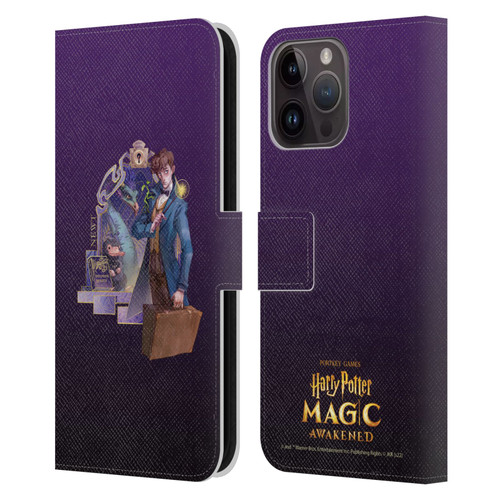 Harry Potter: Magic Awakened Characters Newt Leather Book Wallet Case Cover For Apple iPhone 15 Pro Max