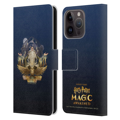 Harry Potter: Magic Awakened Characters Dumbledore Leather Book Wallet Case Cover For Apple iPhone 15 Pro