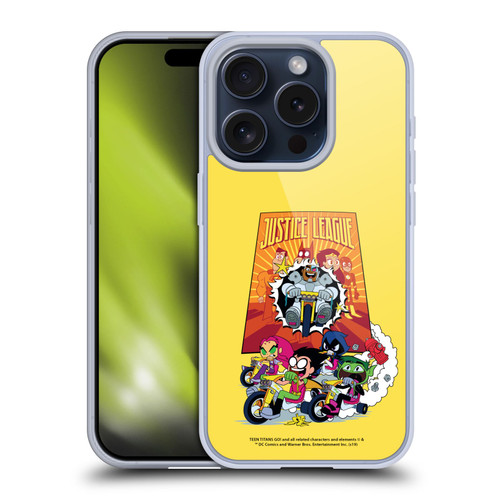 Teen Titans Go! To The Movies Hollywood Graphics Justice League 2 Soft Gel Case for Apple iPhone 15 Pro