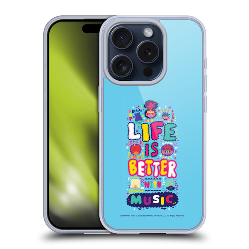 Trolls World Tour Key Art Quote Soft Gel Case for Apple iPhone 15 Pro