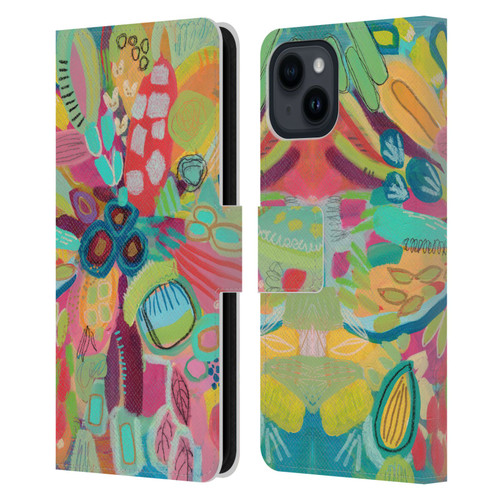 Suzanne Allard Floral Art Dancing In The Garden Leather Book Wallet Case Cover For Apple iPhone 15