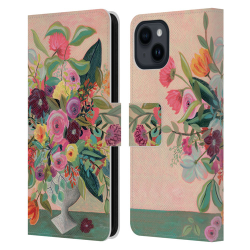 Suzanne Allard Floral Art Floral Centerpiece Leather Book Wallet Case Cover For Apple iPhone 15